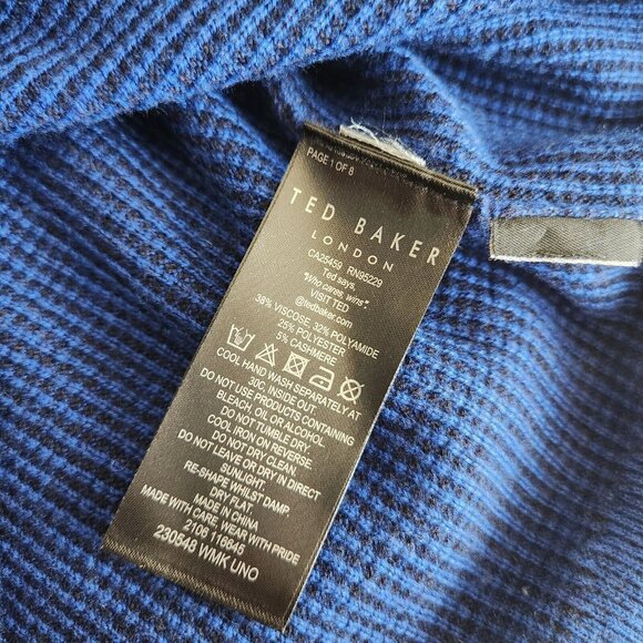 Ted Baker Sweater Men's 6 (US 2XL) Viscose Cashmere Waffle Knit Pullover Jumper - Picture 9 of 11